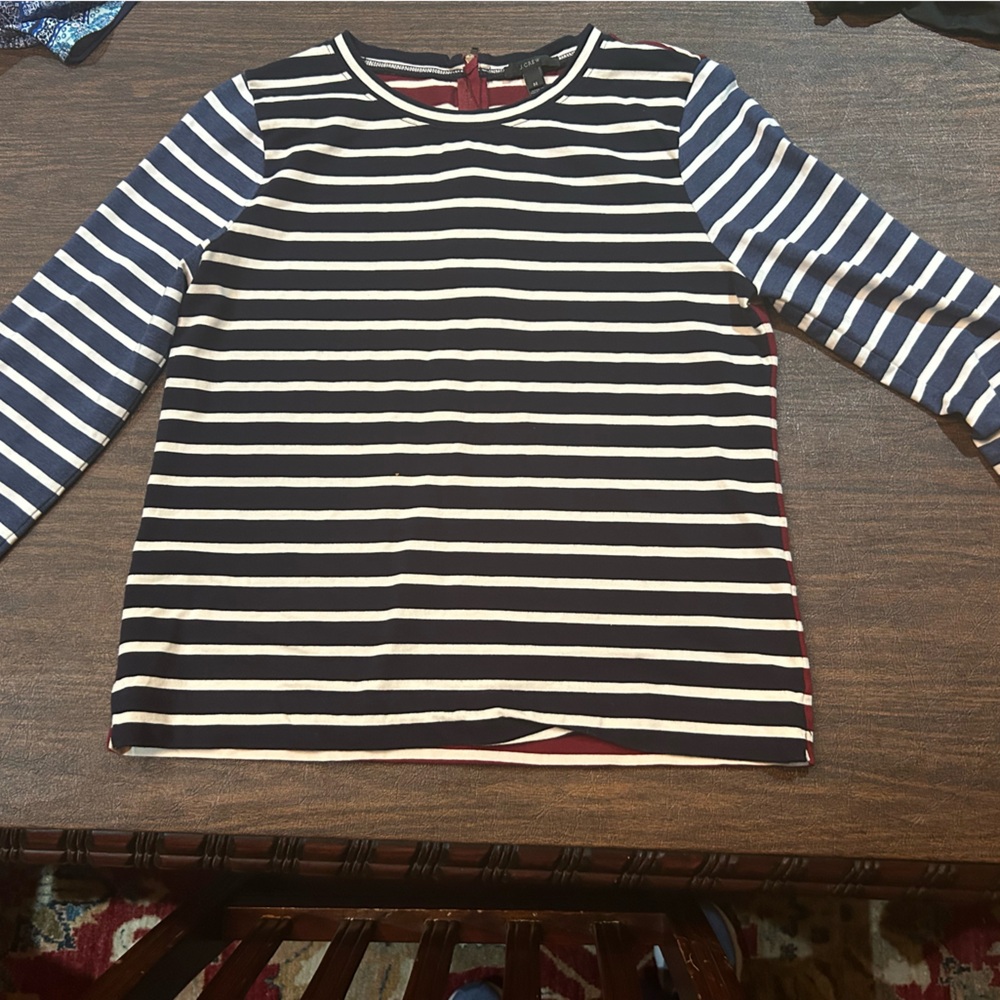 J.Crew Navy and Red Striped Tee